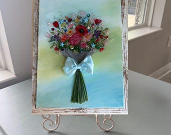 Glass Flower Bouquet, Flowers, Crystal Florals, Shattered Glass Floral Garden