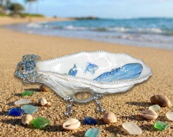 Coastal Jewelry Dish, Oyster ring tray, Humpback Whale, Sperm Wales, Lighthouse, Flowers, Turtles, Resin Art