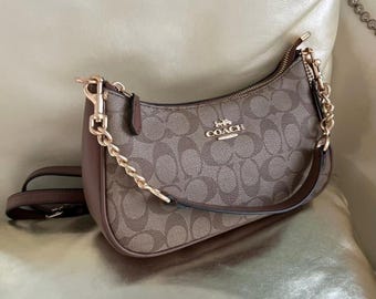 Teri — Classic Signature Shoulder Bag with Soft Neutral Tones