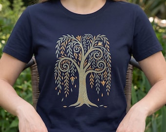 Willow Tree Shirt, Folk Art Tree of Life Tee, Boho Botanical Nature Graphic, Cottagecore Top, Whimsical Tree Lover Gift for Nature