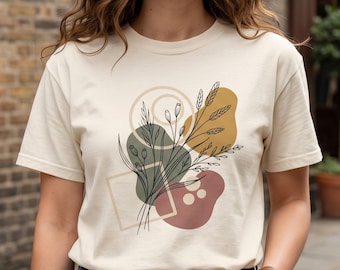 Comfort Colors® Floral Tee, Abstract Botanical Shirt, Boho Wildflower Graphic Tee, Aesthetic Nature T-Shirt, Minimalist Plant Art Top