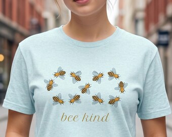 Bee Kind Shirt, Cute Bee Graphic Tee for Women, Kindness Quote T-Shirt, Honey Bee Lover Gift, Positive Mindset Tee, Nature Inspired Top