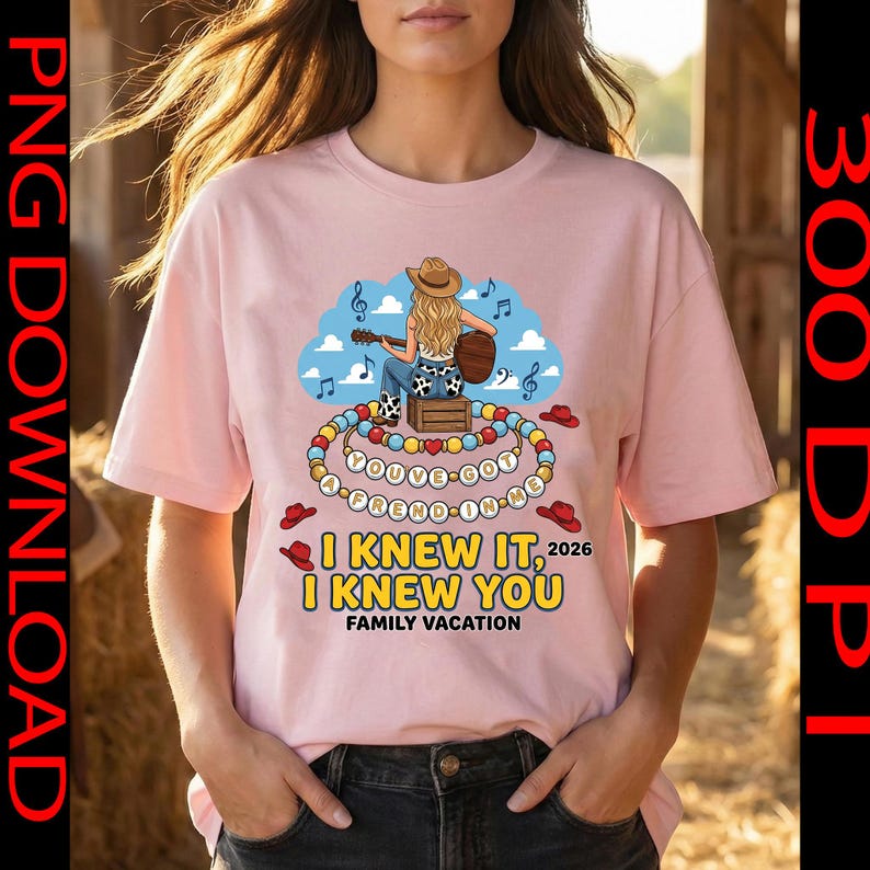 I Knew It I Knew You PNG, Youve Got A Friend In Me Sublimation, Retro Friendship Bracelet Clipart, TS Inspired Western Theme Park Art image 1