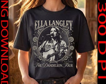 Ella Langley Dandelion Tour PNG Bundle, Vintage Country Rock Concert Shirt Design, Retro Cowgirl Fan Gift, Nashville Concert Outfit Graphic
