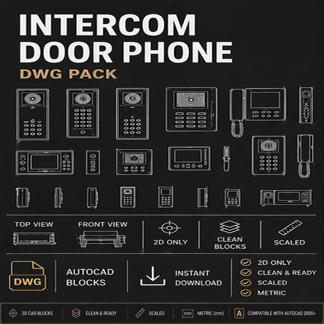 Intercom DWG Blocks | Door Phone Autocad Blocks | Entry Panel CAD | DWG ...