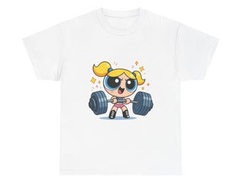 Leuk gewichtheffen-T-shirt voor sterk meisje | Cartoon powerlifting-T-shirt