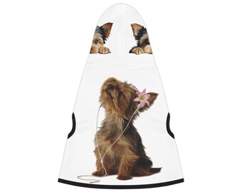 Yorkshire Terrier-puppy met bloemenshirt | Hondenshirt met capuchon