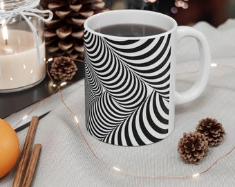 Zwart-witte mok met optische illusie | Keramische mok