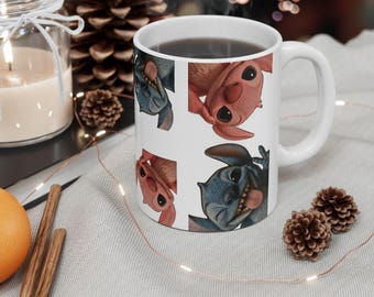 Mok speelse steekgezichten | Keramische koffiekop