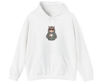 Cosy Cat hoodie - 'Stay Pawsitive' Cat in hoodie grafisch sweatshirt