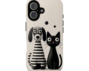Stoere telefoonhoes met zwarte kat en gestreepte hond - beschermende telefoonhoes