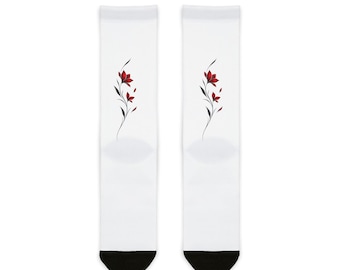 Sokken met ronde hals: sublimatiesokken met minimale rode bloemen