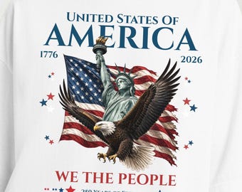 Camiseta patriótica del 250 aniversario de Estados Unidos, con águila y bandera estadounidense, de algodón, tallas S-3XL.