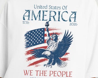 Camiseta con la bandera de EE. UU. del 4 de julio, camiseta patriótica de algodón del 250 aniversario, tallas S-3XL