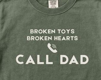 Camiseta divertida para papá, con estampado de juguetes rotos y corazones que llaman a papá, tallas S-3XL