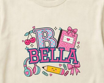 Camiseta personalizada para la vuelta al cole, camiseta escolar personalizada, bonito estampado para niñas, Comfort Colors Apparel, S-3XL