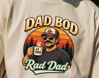Camiseta "Dad Bod", divertida camiseta retro de algodón con estampado de atardecer para el Día del Padre, tallas S-3XL
