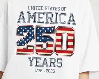 Camiseta del 4 de julio de EE. UU. 250 aniversario, camiseta patriótica de algodón del aniversario de Estados Unidos, tallas S-3XL