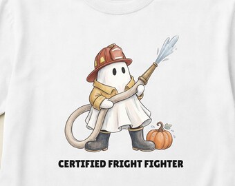 Maglietta da pompiere certificato, divertente maglietta di Halloween da pompiere, regalo per pompiere fantasma, maglietta dei vigili del fuoco, Comfort Colors unisex S-3XL