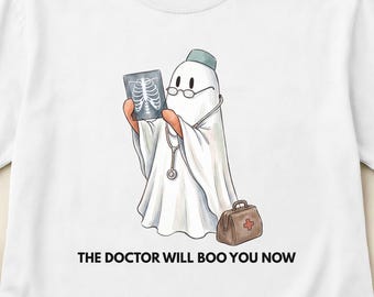 Doctor Halloween Shirt, Funny Physician Tee, Medical Ghost Apparel, Comfort Colors S-3XL