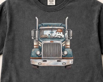Ghost Trucker Shirt, Semi Truck Driver Tee, Big Rig Halloween Apparel, CDL Driver Gift, Comfort Colors S-3XL