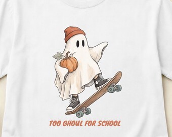 Too Ghoul For School Shirt, Ghost Skateboard Tee, Funny Halloween Skater, Comfort Colors S-3XL