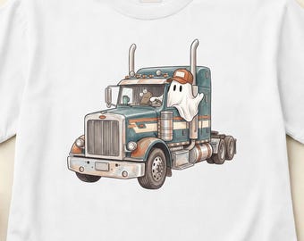 Ghost Semi Truck Shirt, Trucker Halloween Tee, Big Rig Driver Gift, CDL Driver Apparel, Comfort Colors S-3XL