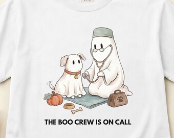 Veterinarian Halloween Shirt, Funny Vet Tech Tee, Ghost Dog Lover Gift, Veterinary Apparel, Comfort Colors S-3XL