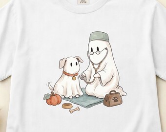 Ghost Veterinarian Shirt, Veterinary Halloween Tee, Vet Tech Gift, Animal Doctor Apparel, Comfort Colors S-3XL