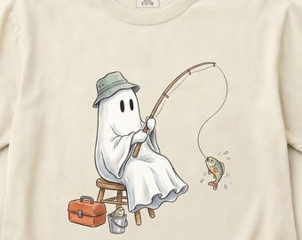 Funny Fishing Ghost Shirt, Bass Angler Tee, Spooky Fisher, Comfort Colors S-3XL