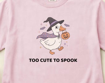 Too Cute To Spook Tee, Cute Goose Halloween Shirt, Comfort Colors, S-3XL
