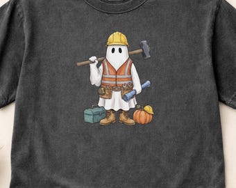 Camiseta de fantasma de obrero de la construcción, camiseta de Halloween para constructores, regalo divertido para contratistas, estampado Comfort Colors, tallas S-3XL