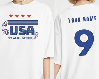 Camiseta de la selección de Estados Unidos para el Mundial 2026, Comfort Colors® Camiseta de fútbol personalizada con nombre y número Tallas S-3XL