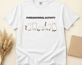 Purranormal Activity Cat Tee, Funny Ghost Cat Shirt, Cute Halloween Graphic, Comfort Colors Apparel, S-3XL