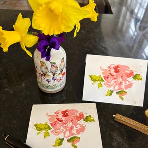 Rose Watercolor Note Cards: Cotton Paper, All Occasion, Set of 10