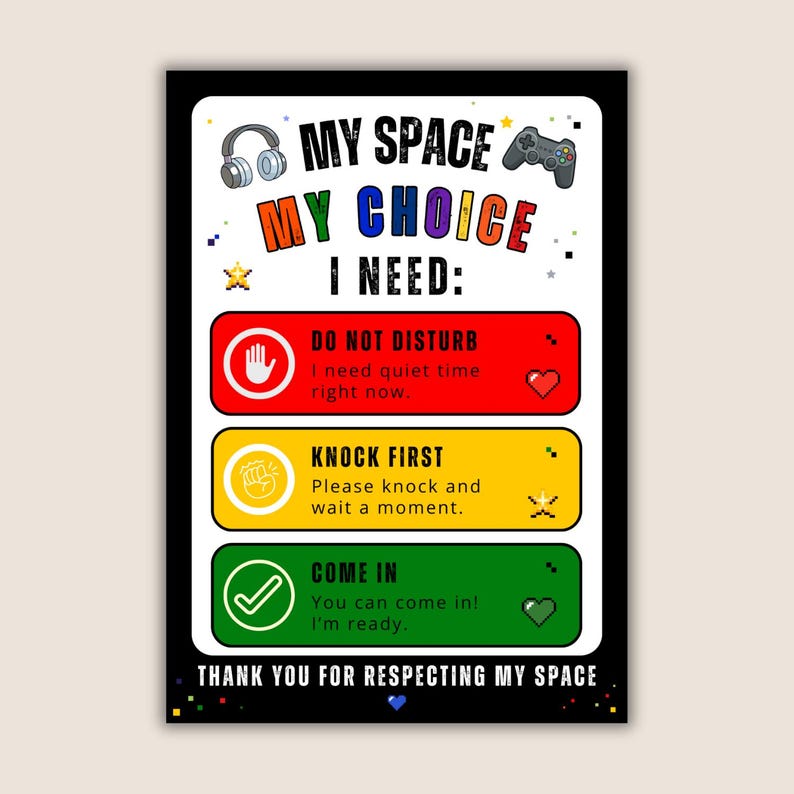Autism Bedroom Door Sign Printable | My Space My Choic Visual Support ...