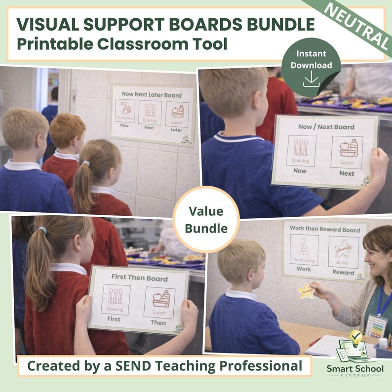 Visual Routine For Send Visual Support Bundle in Neutral Theme | Now Next First Then Boards ...