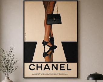 Chanel Fashion Poster Luxury Wall Art Designer Inspired Print Minimal Black Beige Editorial Decor