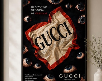 Gucci Poster Luxury Fashion Wall Art Designer Inspired Maximalist Eye Poster Dark Editorial Room Decor