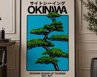Okinawa Travel Poster: Vintage Coastal Japan Print, Minimalist Retro Landscape Art