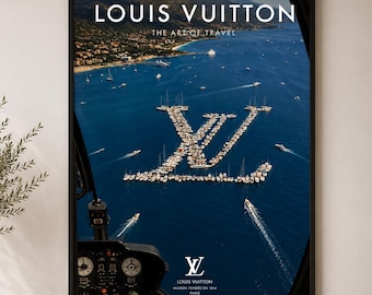 Louis Vuitton Yacht Poster Luxury Coastal Wall Art Monaco Riviera Travel Fashion Print Modern Designer Decor