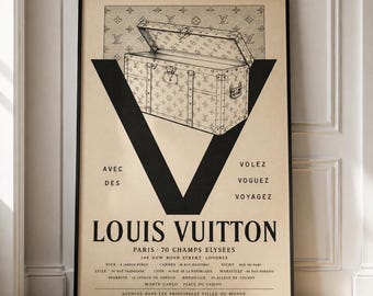 Vintage Louis Vuitton Trunk Poster Matte Vertical Poster | Fashion Travel Wall Art