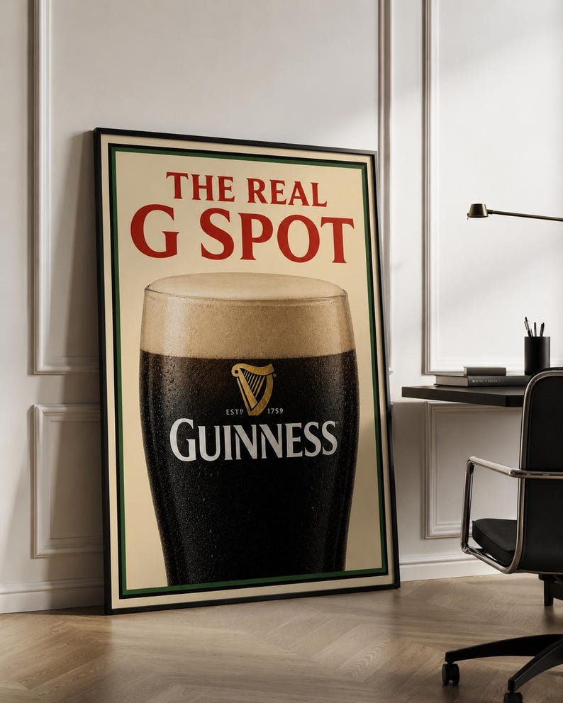 Guinness Inspired Bar Poster: Retro Beer Art Print, Man Cave Decor image 2