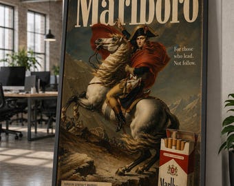 Marlboro Napoleon Classical Oil Painting Print, Vintage Military Horse Artwork (Digital Download)