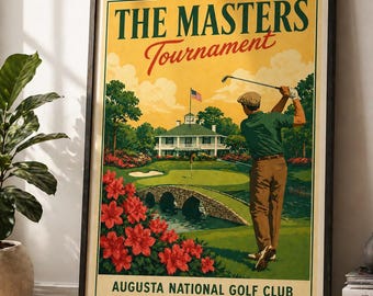 Vintage Masters Golf Poster, Augusta National Wall Art, Classic Golf Print, Retro Sports Decor, Golf Lover Gift