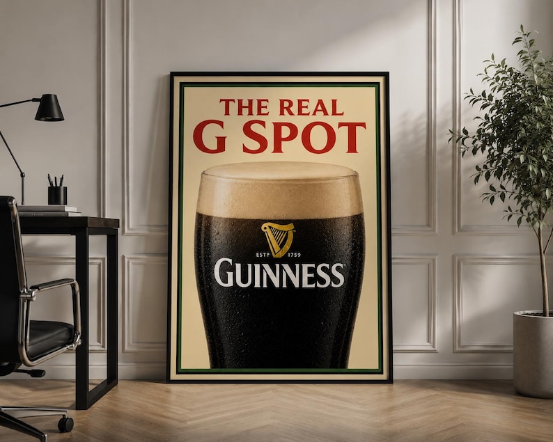 Guinness Inspired Bar Poster: Retro Beer Art Print, Man Cave Decor image 1