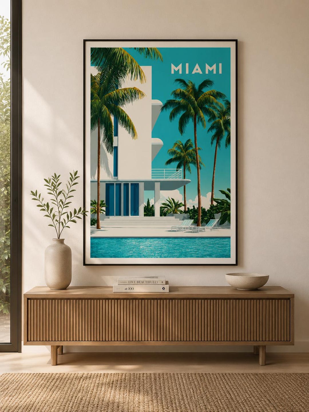 Miami Tree Posters Examples Miami Art Deco Palm Trees Rolled Posters | Retro Beach Pool Print - Etsy UK