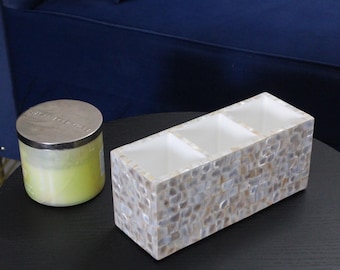 Organizador de nácar / Soporte para cubiertos, soporte para mando a distancia, decoración de escritorio