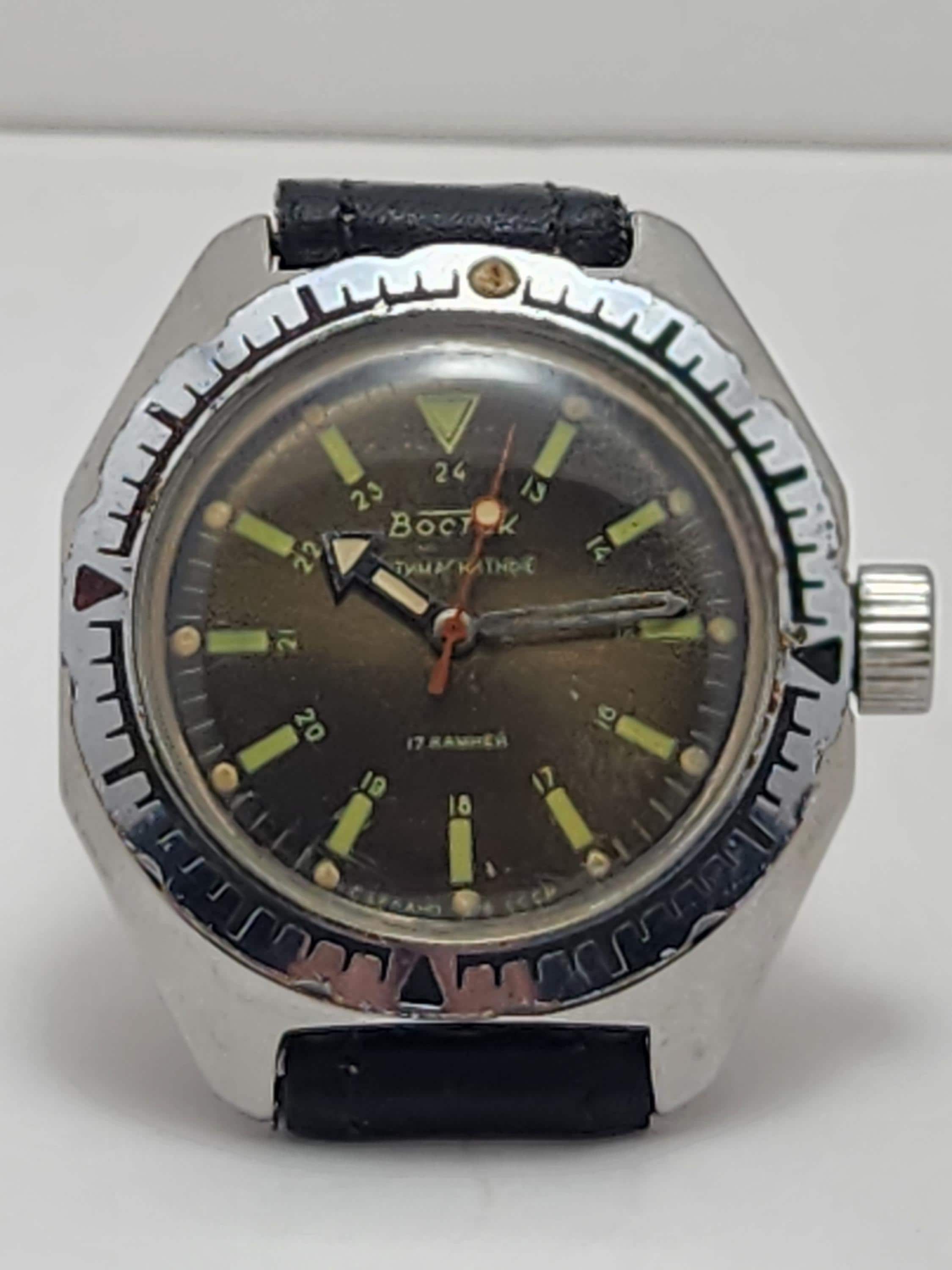 VOSTOK アンフィビア 17石 手巻き メンズ腕時計 青緑文字盤 旧ソ連
