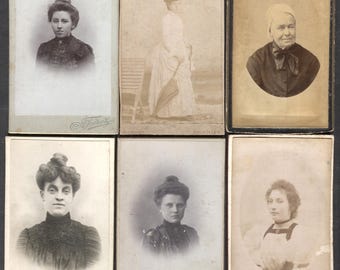 Lot of 6 French Belgian CDV Cabinet Cards Real Photo Women Girl Fashion Portraits 1880s-1900s Named Lambelin